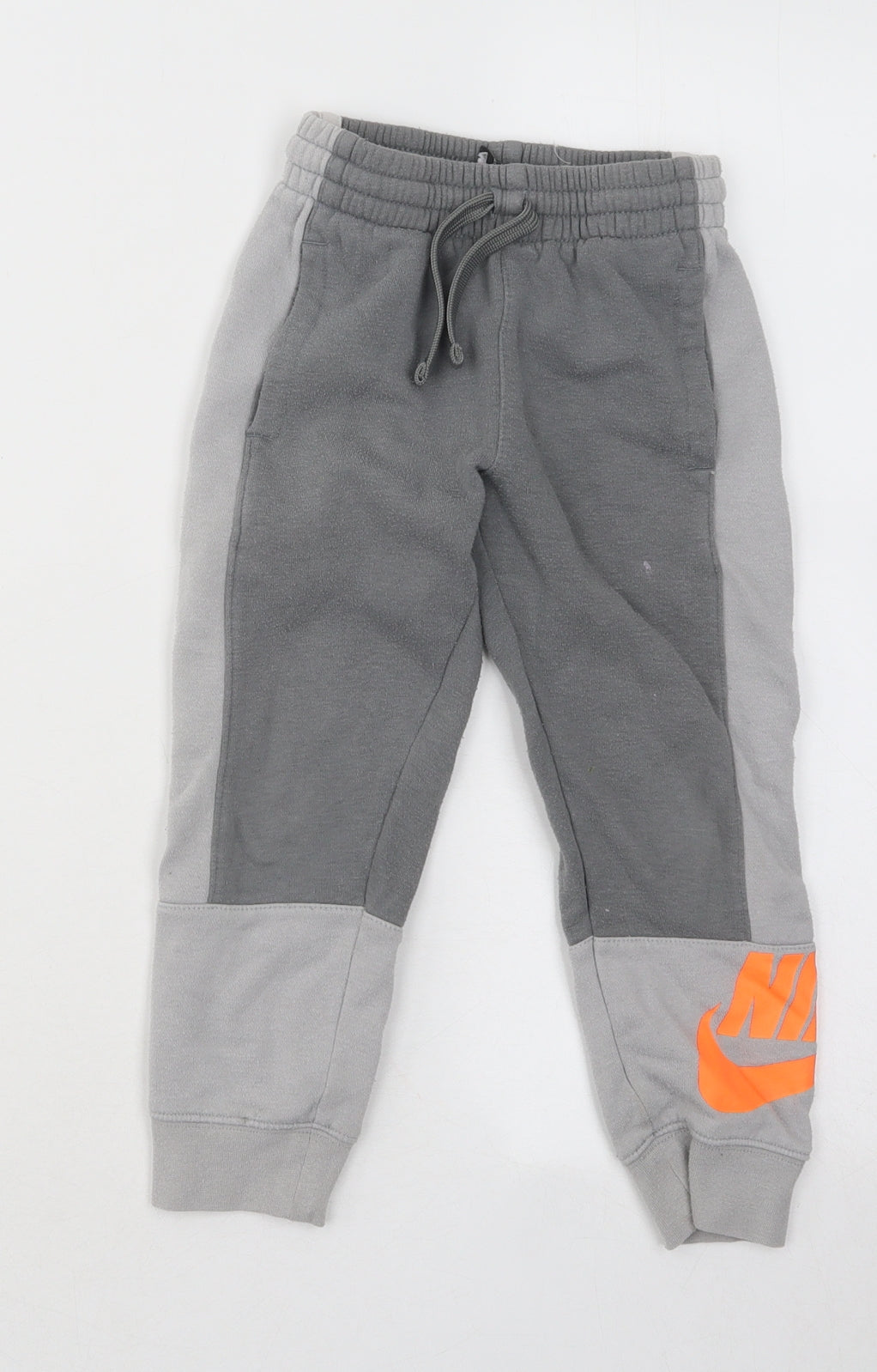 Nike Boys Grey Cotton Jogger Trousers Size 3-4 Years Regular Drawstring