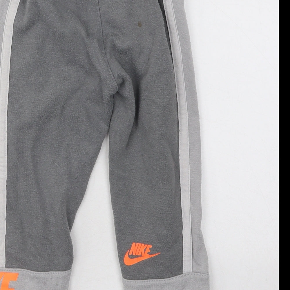Nike Boys Grey Cotton Jogger Trousers Size 3-4 Years Regular Drawstring