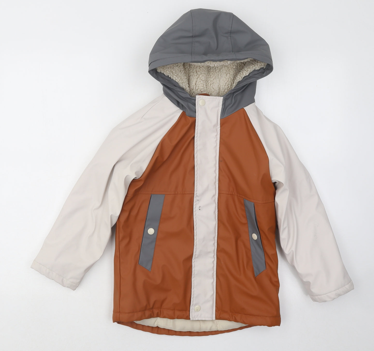 George Boys Multicoloured Colourblock Rain Coat Coat Size 6-7 Years Zip