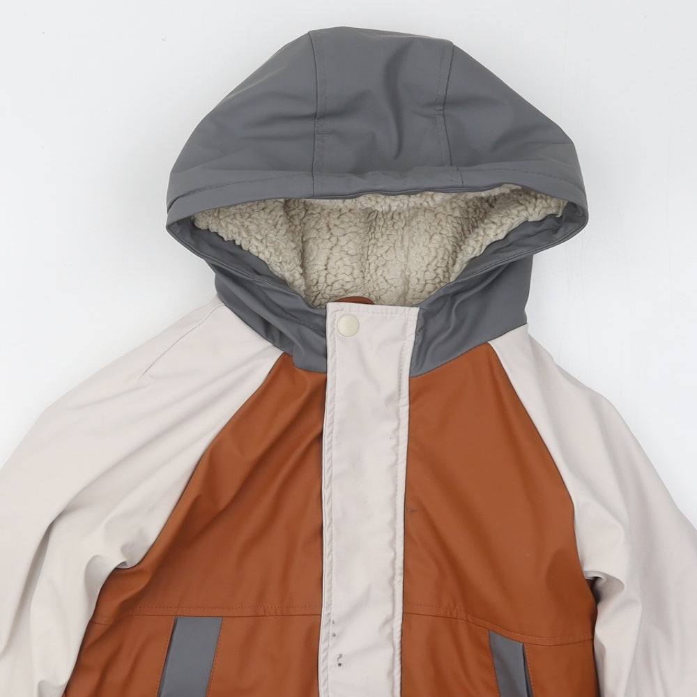George Boys Multicoloured Colourblock Rain Coat Coat Size 6-7 Years Zip