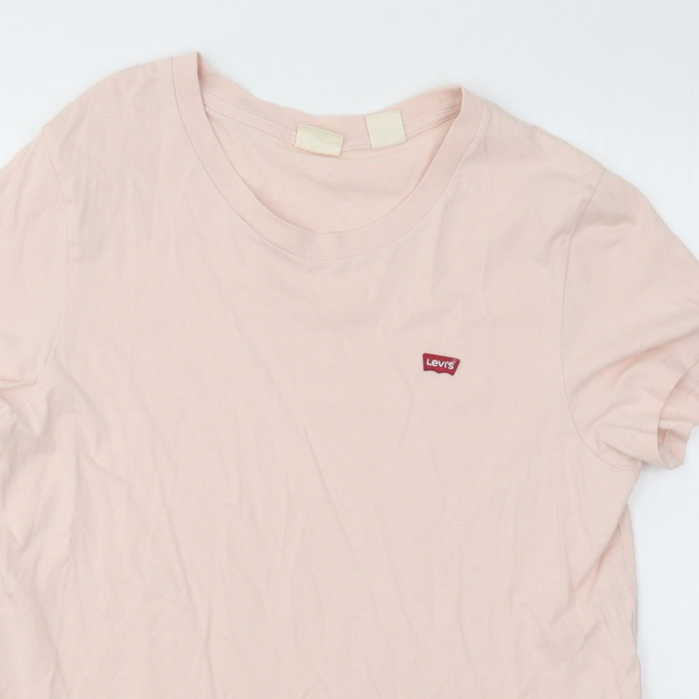 Levi's Womens Pink Cotton Basic T-Shirt Size L Round Neck