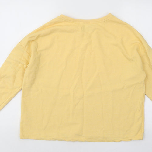 Pull&Bear Womens Yellow Cotton Pullover Sweatshirt Size S Pullover