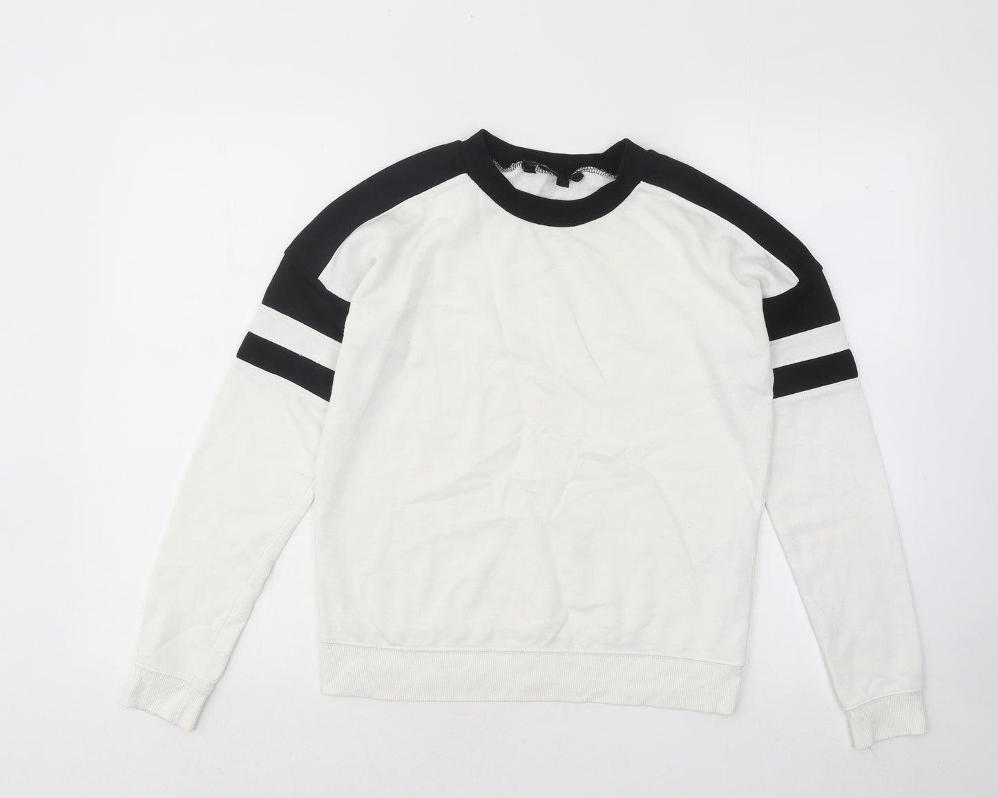 New Look Womens White Cotton Pullover Sweatshirt Size 6 Pullover
