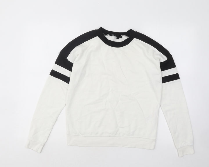 New Look Womens White Cotton Pullover Sweatshirt Size 6 Pullover