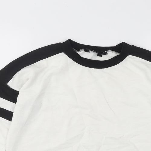 New Look Womens White Cotton Pullover Sweatshirt Size 6 Pullover