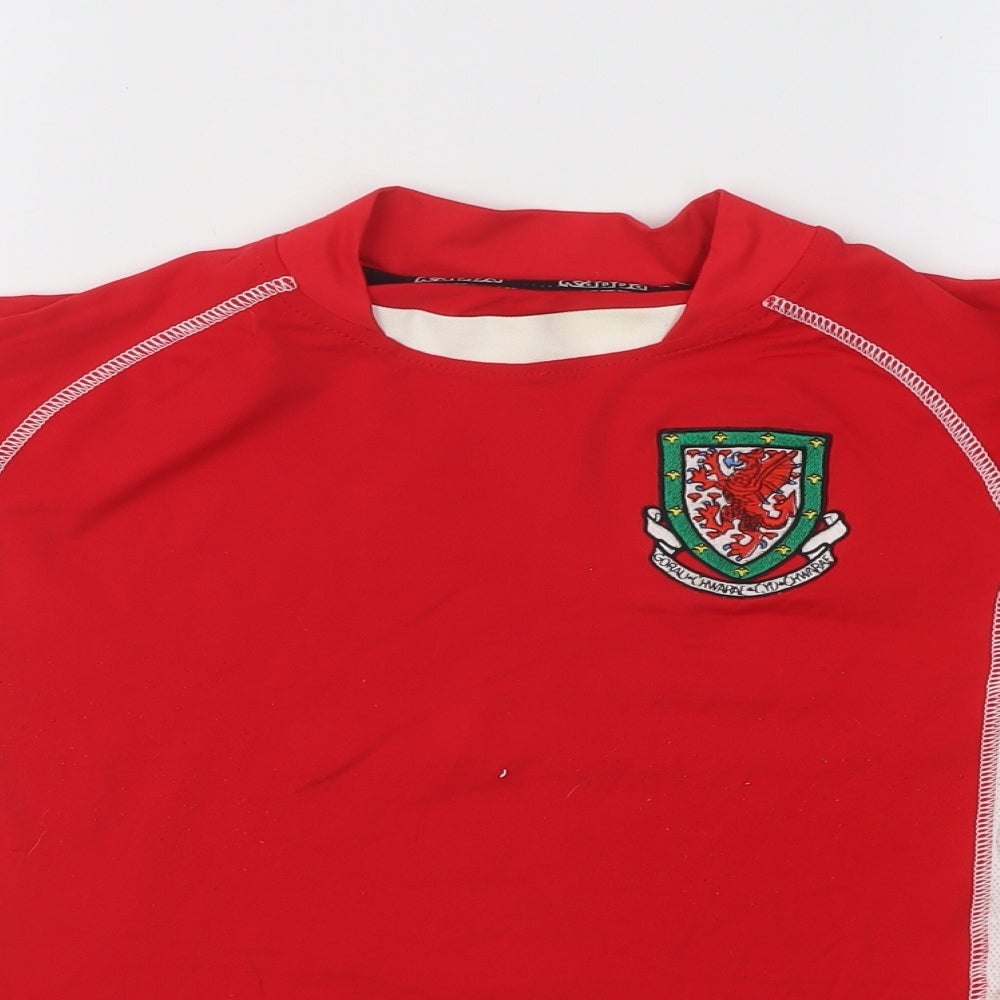 Kappa Boys Red Polyester Basic T-Shirt Size 10-11 Years Round Neck Pullover - Wales Football Shirt