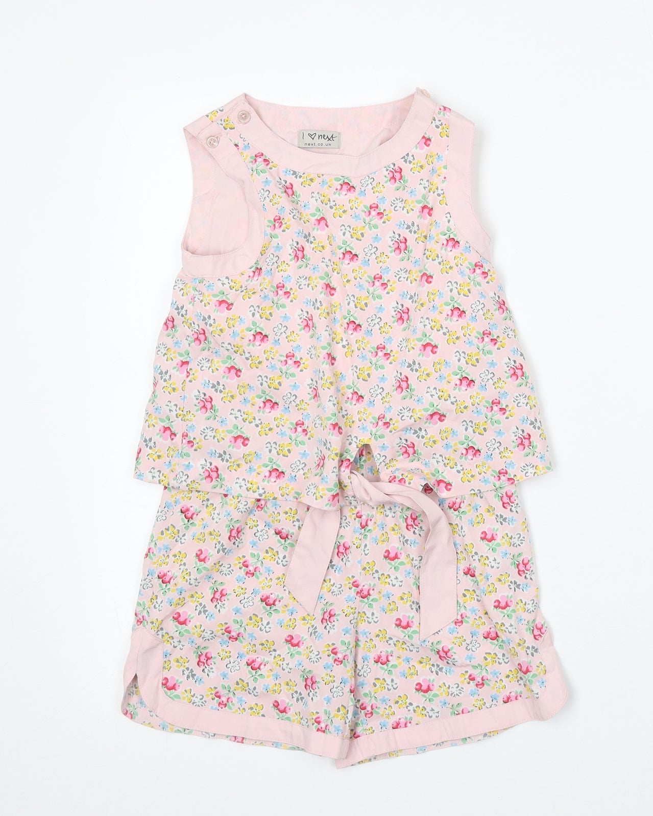 NEXT Girls Pink Floral Polyester Playsuit One-Piece Size 6 Years