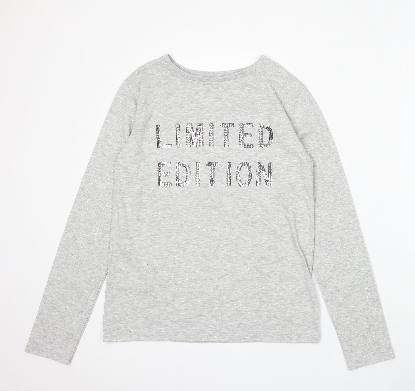 Primark Girls Grey Cotton Basic T-Shirt Size 13-14 Years Round Neck - Limited Edition