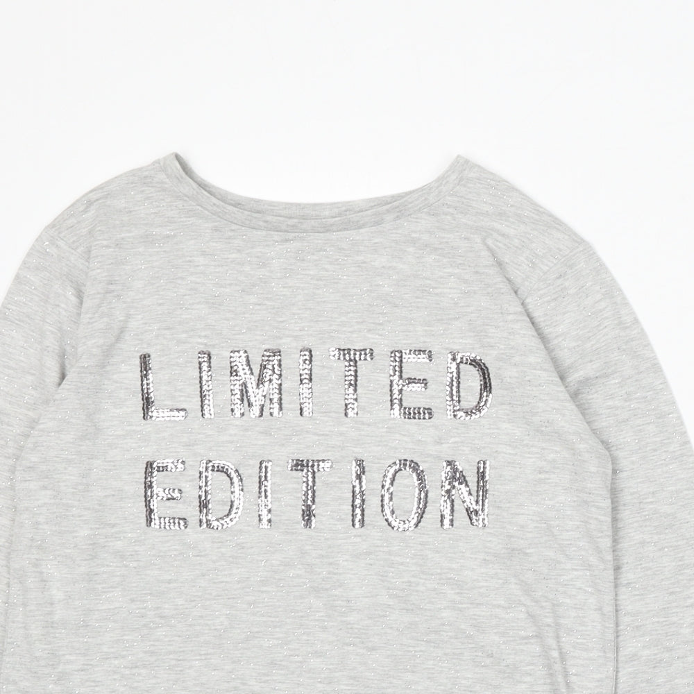 Primark Girls Grey Cotton Basic T-Shirt Size 13-14 Years Round Neck - Limited Edition