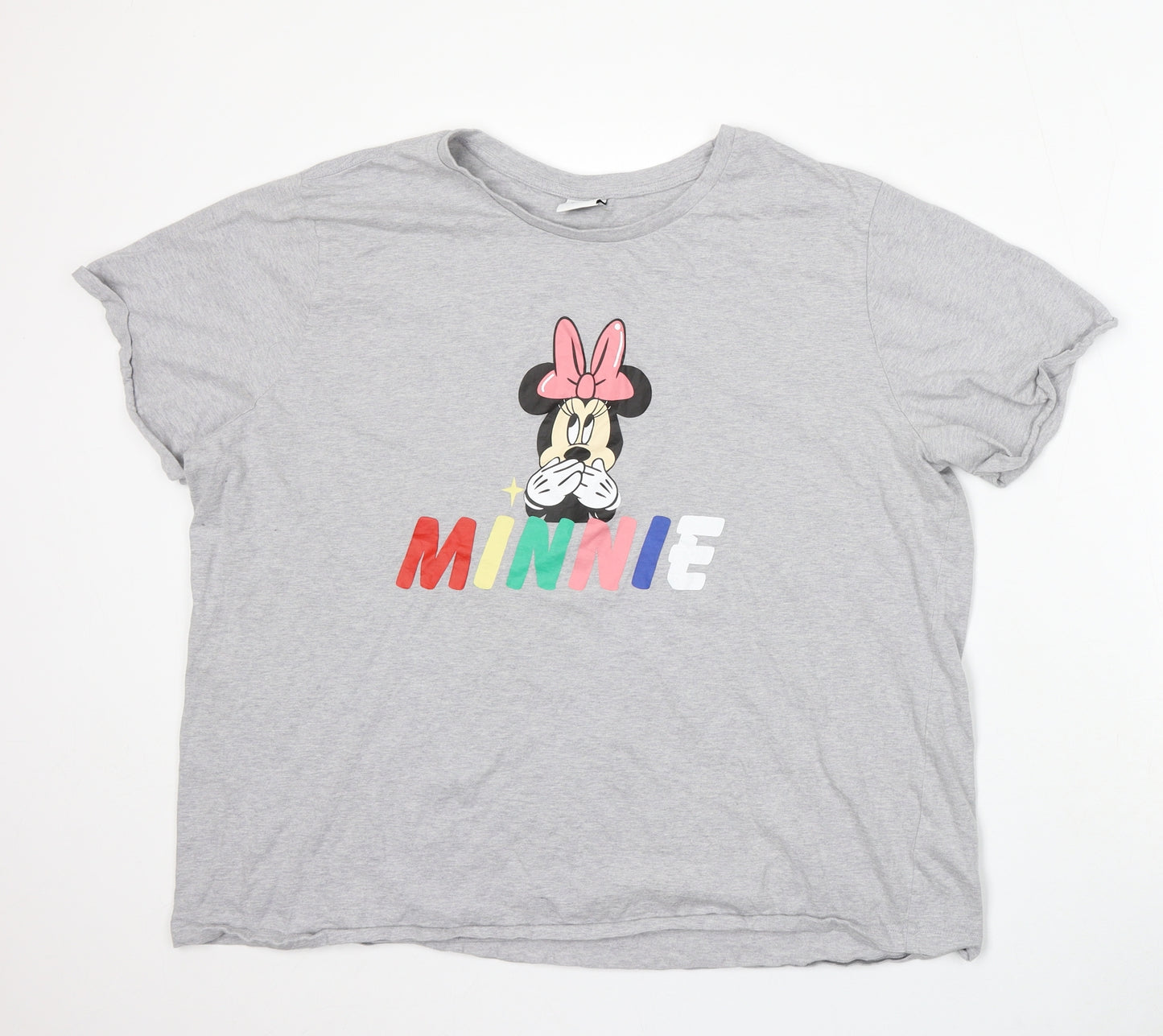 Disney Womens Grey Cotton Basic T-Shirt Size 22 Round Neck - Minnie Mouse