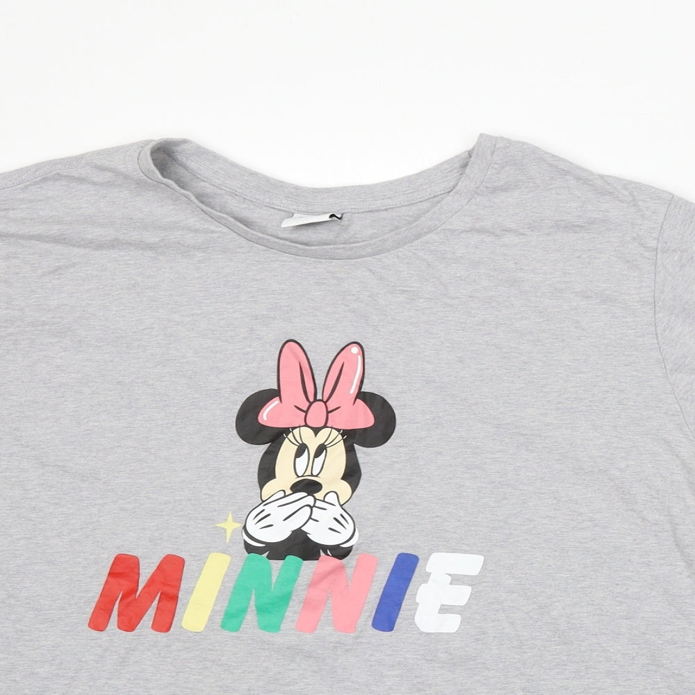 Disney Womens Grey Cotton Basic T-Shirt Size 22 Round Neck - Minnie Mouse