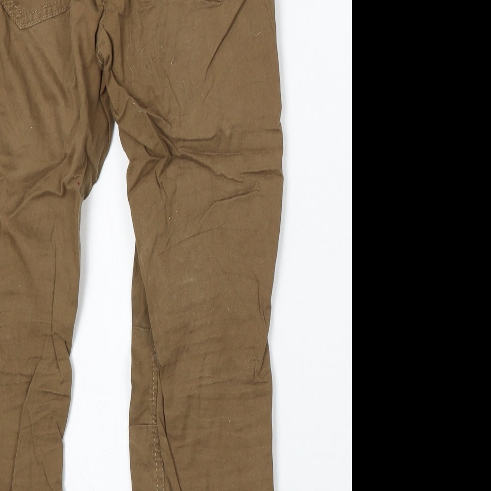 F&F Boys Beige Cotton Cargo Trousers Size 7-8 Years Regular Drawstring