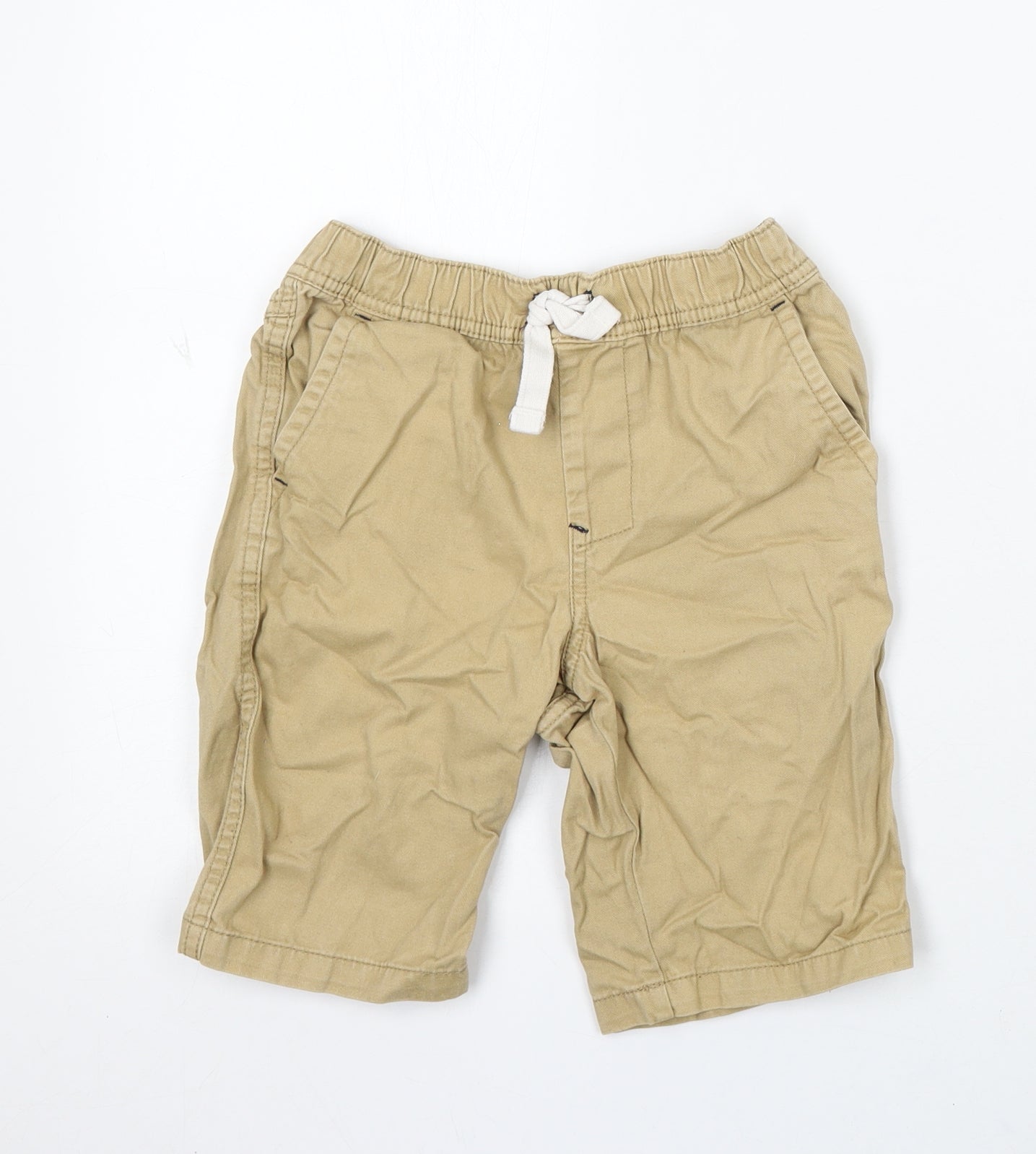 Avenue Boys Beige Cotton Cargo Shorts Size 7-8 Years Regular Drawstring