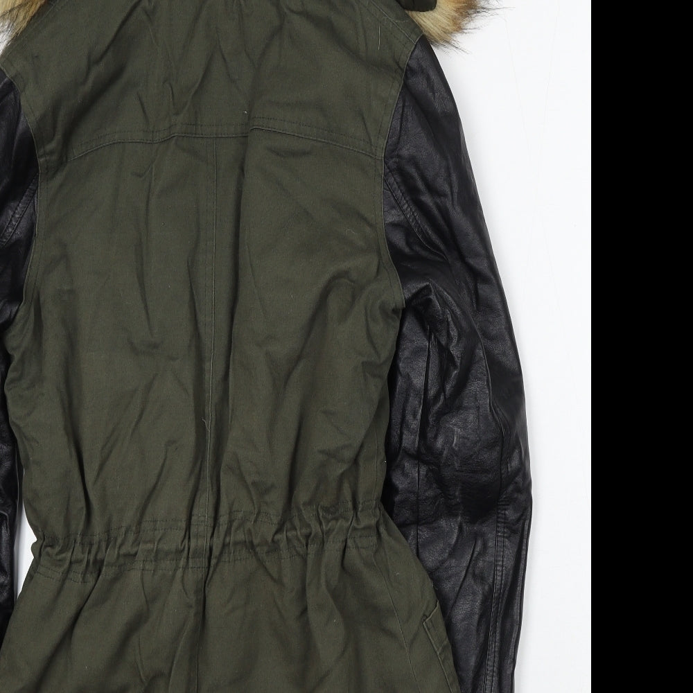 Quiz Womens Green Parka Coat Size 10 Zip