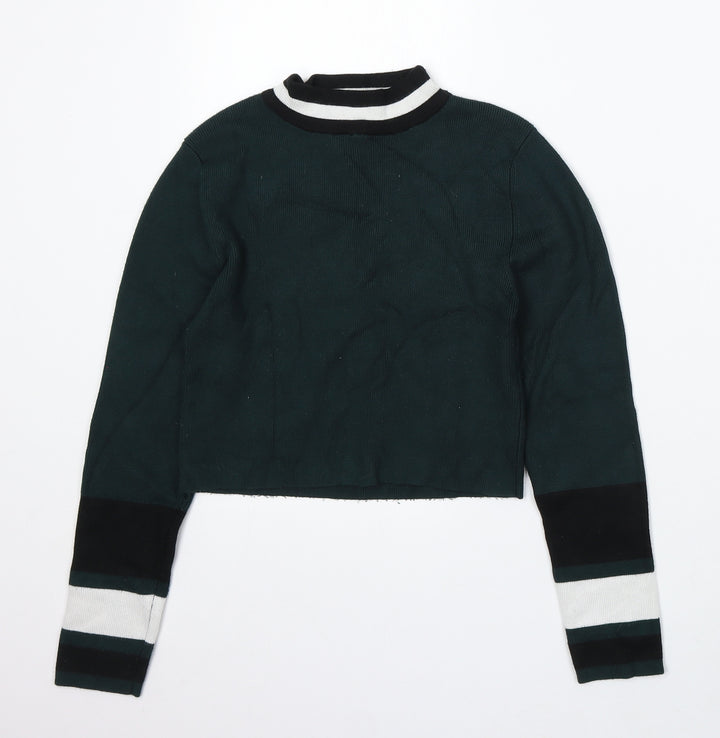 New Look Womens Green Round Neck Acrylic Pullover Jumper Size 8