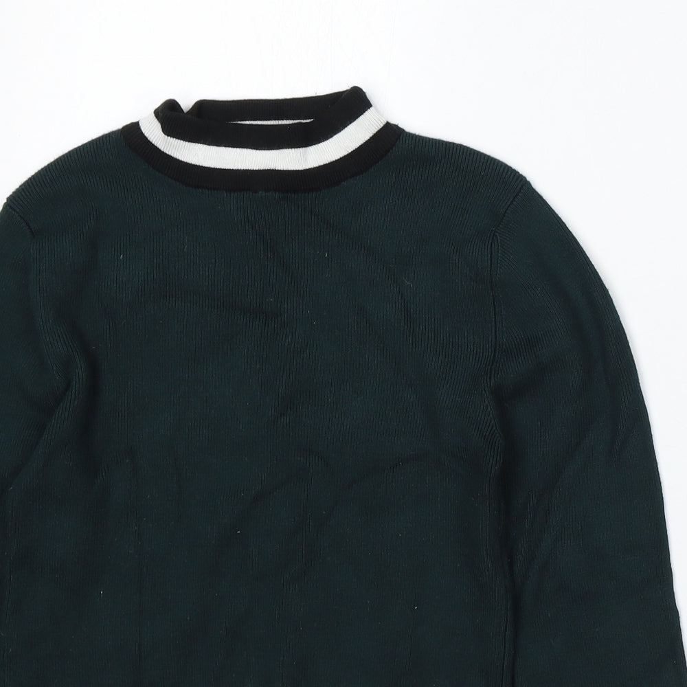 New Look Womens Green Round Neck Acrylic Pullover Jumper Size 8