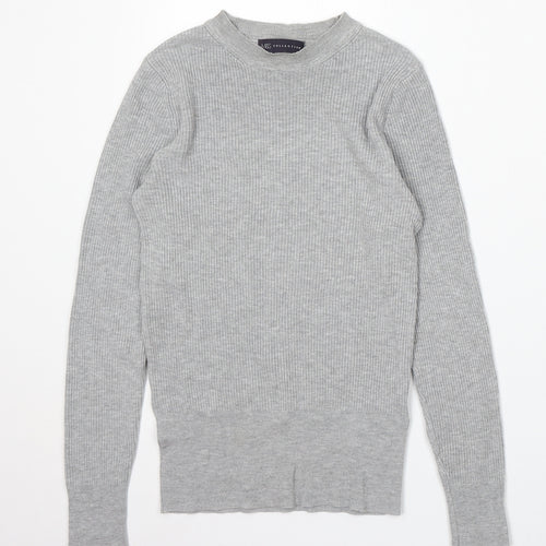 Marks and Spencer Womens Grey Round Neck Acrylic Pullover Jumper Size 8