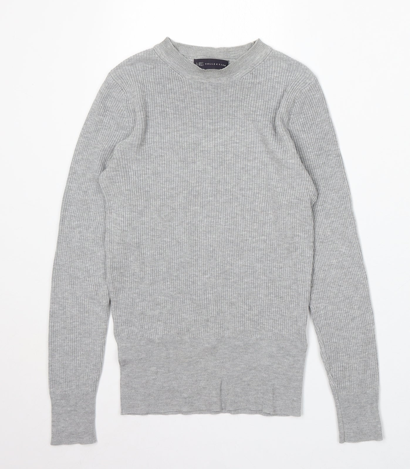 Marks and Spencer Womens Grey Round Neck Acrylic Pullover Jumper Size 8
