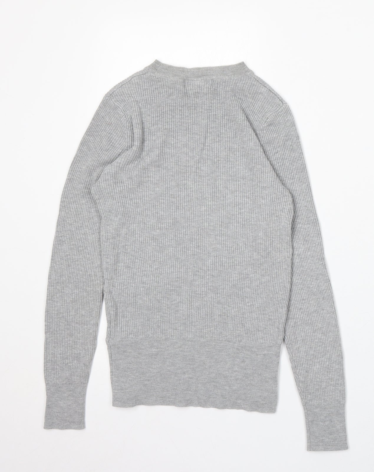 Marks and Spencer Womens Grey Round Neck Acrylic Pullover Jumper Size 8