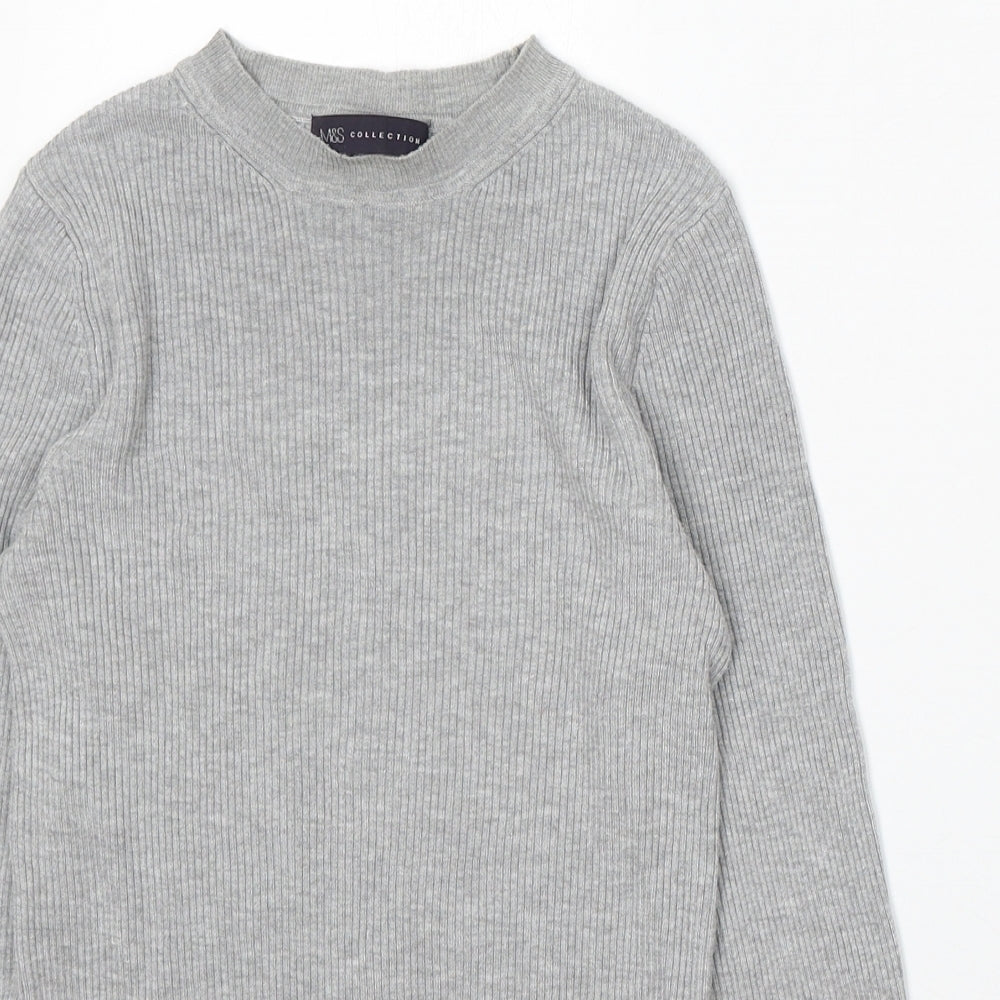 Marks and Spencer Womens Grey Round Neck Acrylic Pullover Jumper Size 8