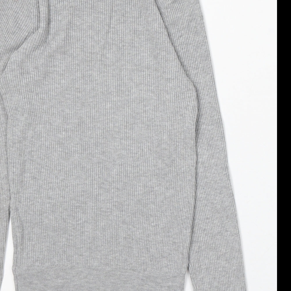 Marks and Spencer Womens Grey Round Neck Acrylic Pullover Jumper Size 8