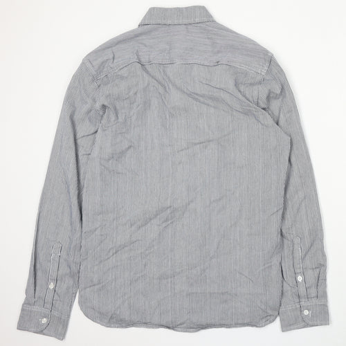 Blakely Womens Blue Striped Cotton Basic Button-Up Size L Collared