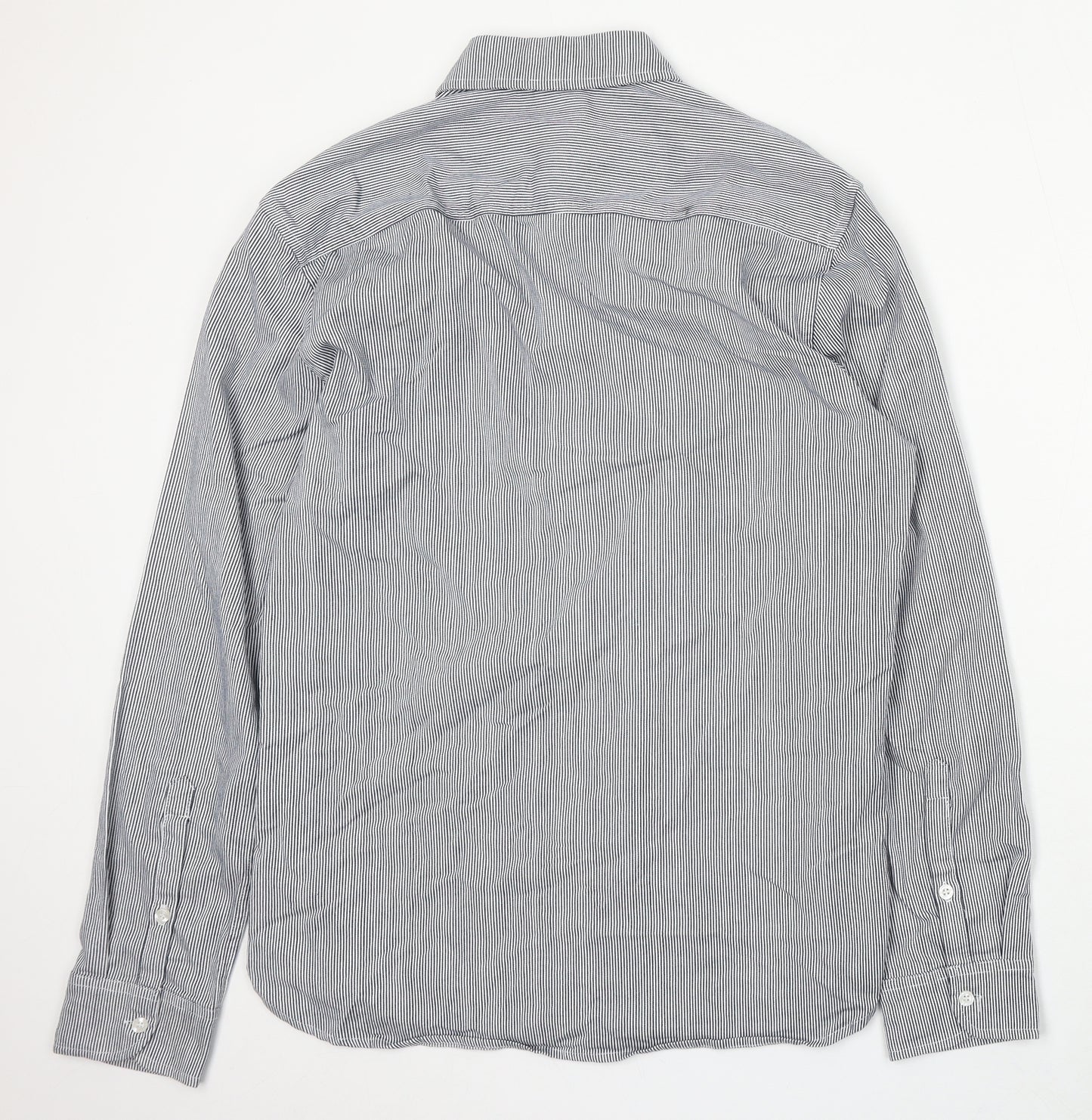Blakely Womens Blue Striped Cotton Basic Button-Up Size L Collared