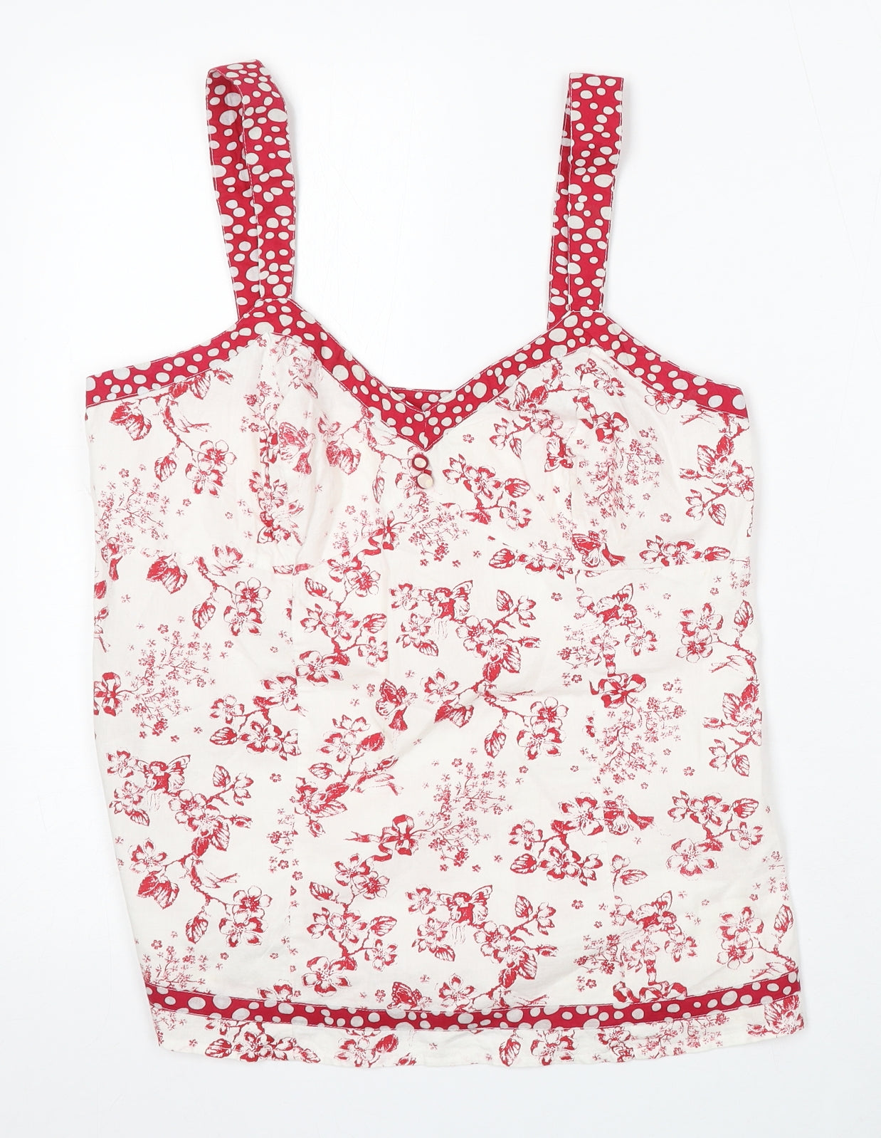Per Una Womens Beige Floral Cotton Basic Tank Size 10 Sweetheart