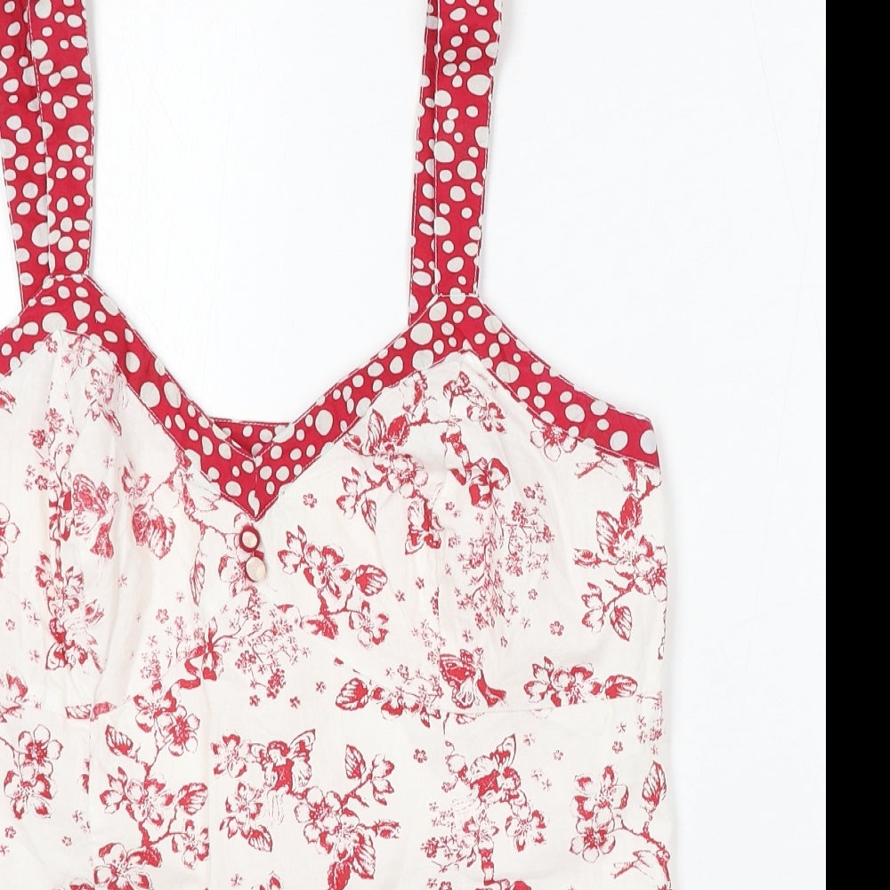 Per Una Womens Beige Floral Cotton Basic Tank Size 10 Sweetheart