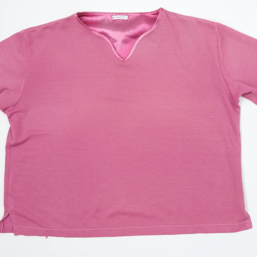 Papaya Womens Pink V-Neck Acrylic Pullover Jumper Size 16