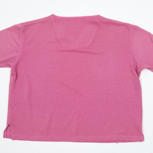 Papaya Womens Pink V-Neck Acrylic Pullover Jumper Size 16