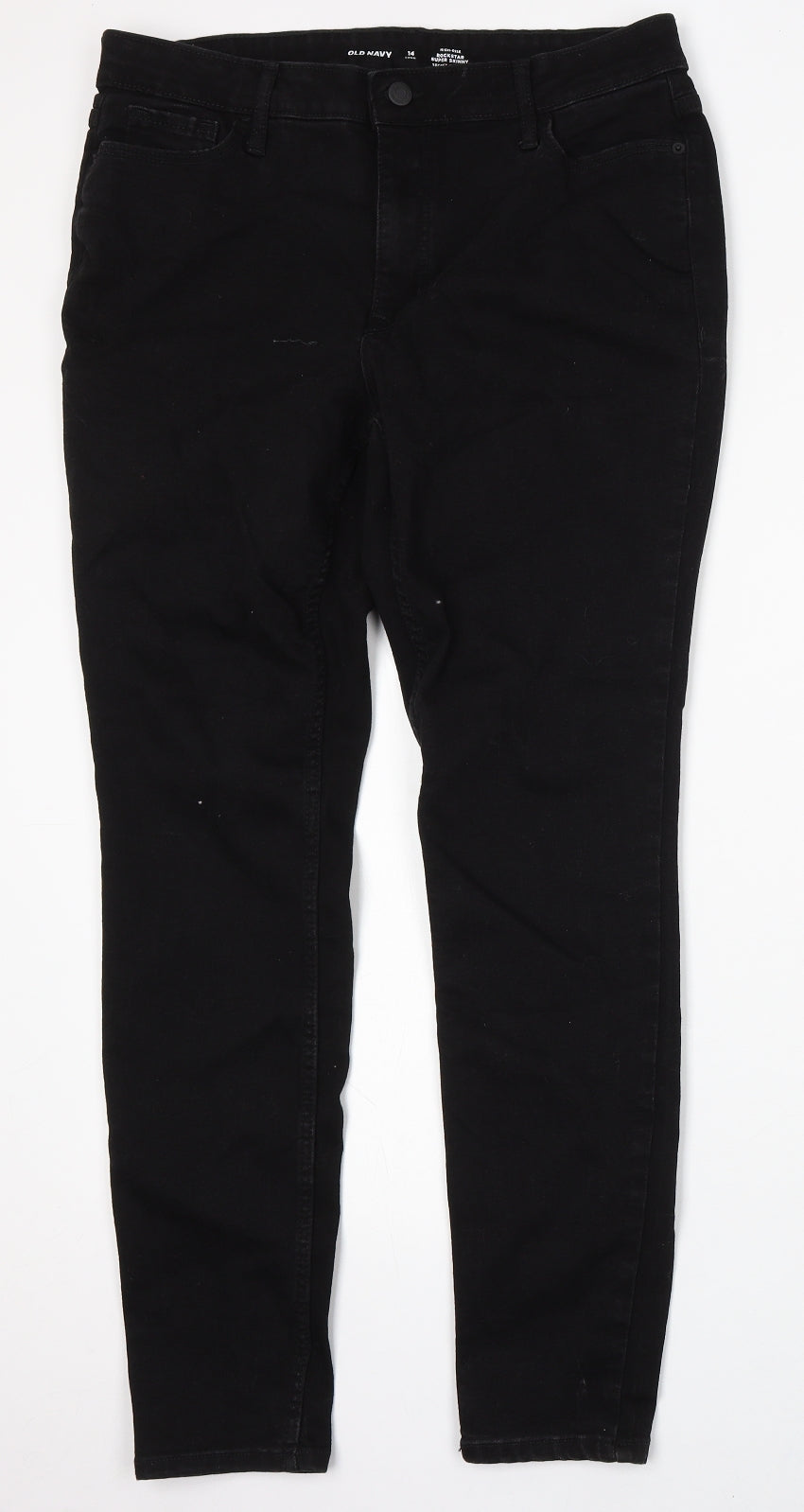 Old Navy Womens Black Cotton Skinny Jeans Size 14 L31 in Regular Button