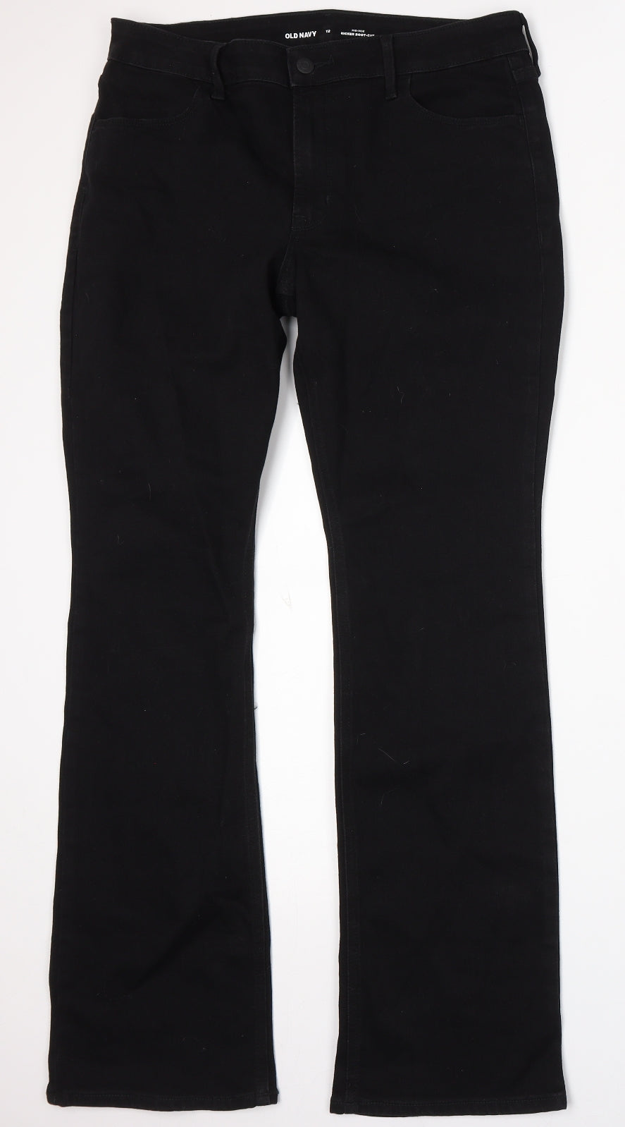 Old Navy Womens Black Cotton Bootcut Jeans Size 12 L34 in Regular Button