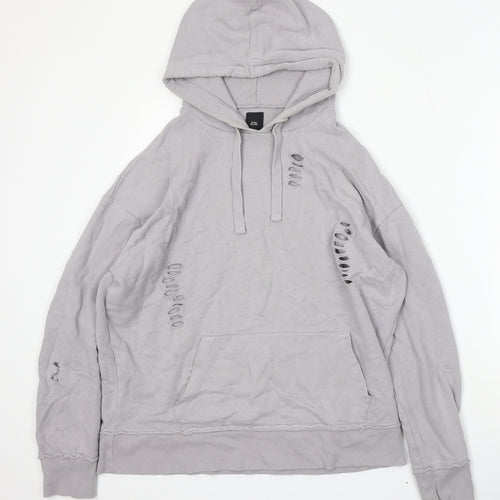 River Island Mens Grey Cotton Pullover Hoodie Size XS
