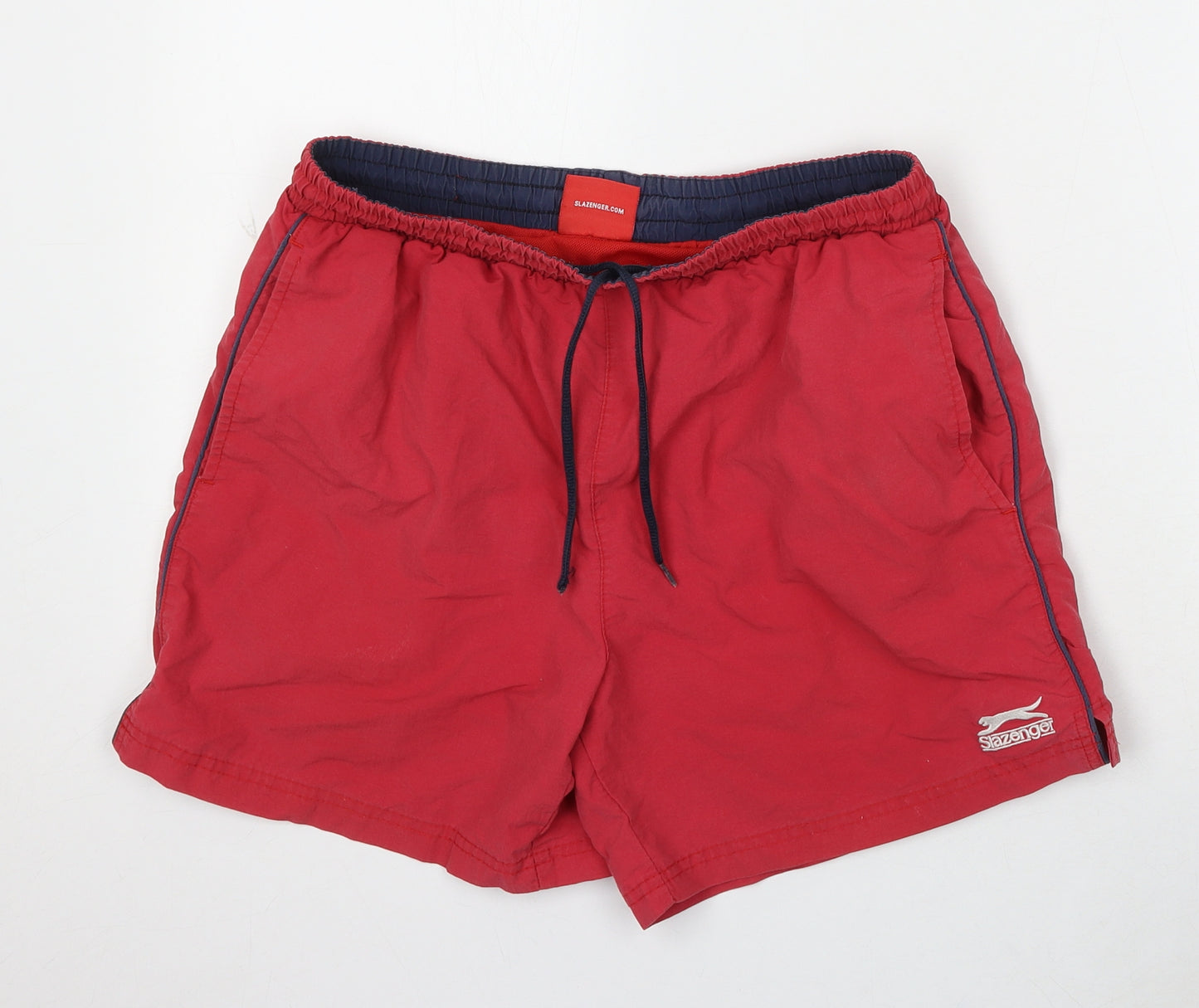 Slazenger Mens Red Polyester Sweat Shorts Size S L6 in Regular Drawstring - Swim Shorts