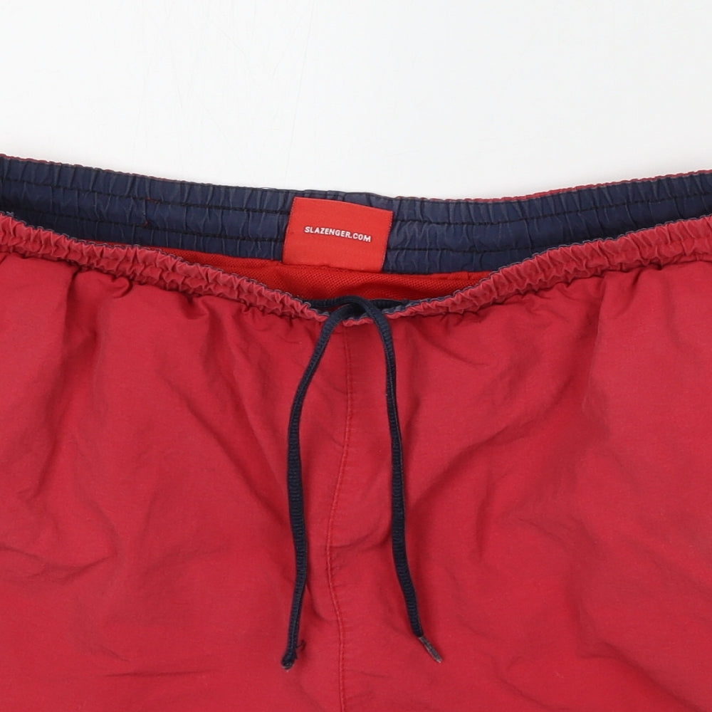 Slazenger Mens Red Polyester Sweat Shorts Size S L6 in Regular Drawstring - Swim Shorts