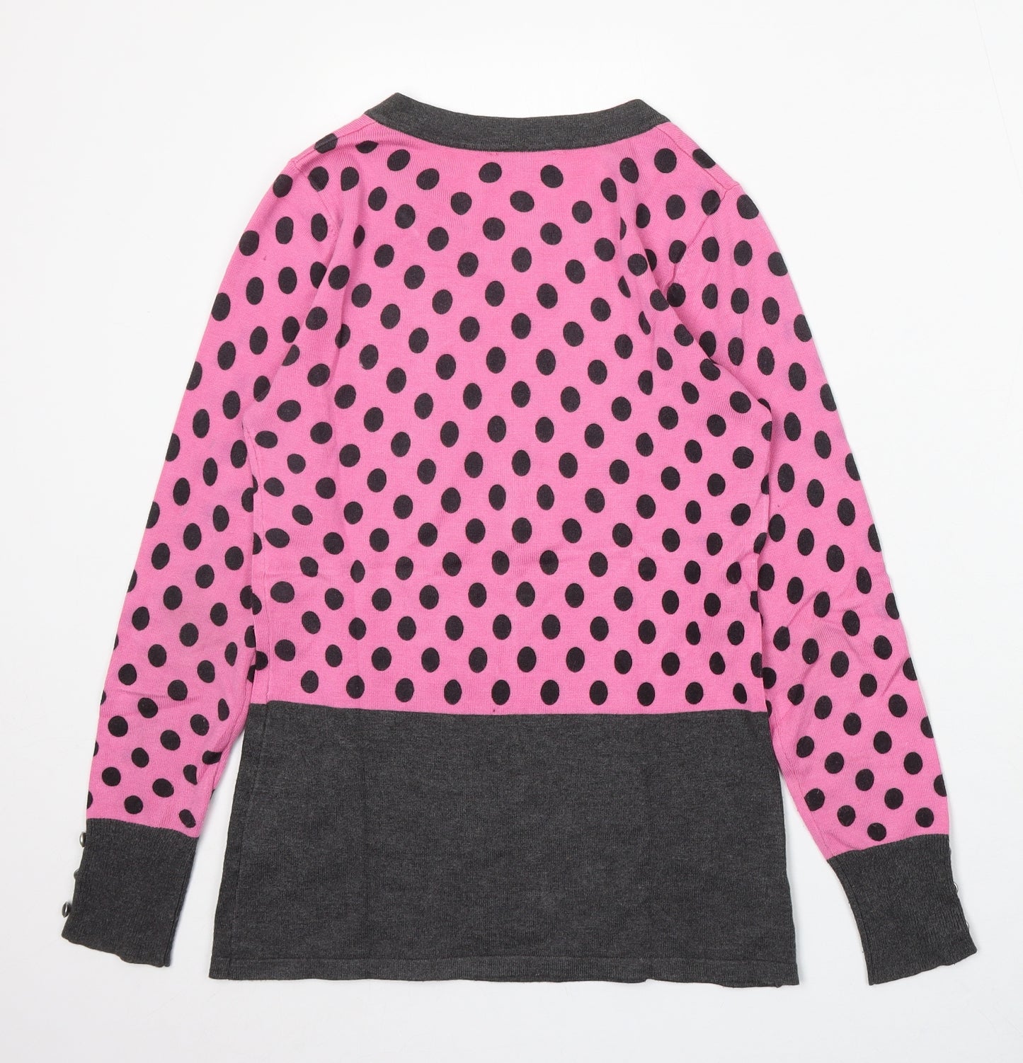 Marble Womens Pink Round Neck Polka Dot Acrylic Pullover Jumper Size 8