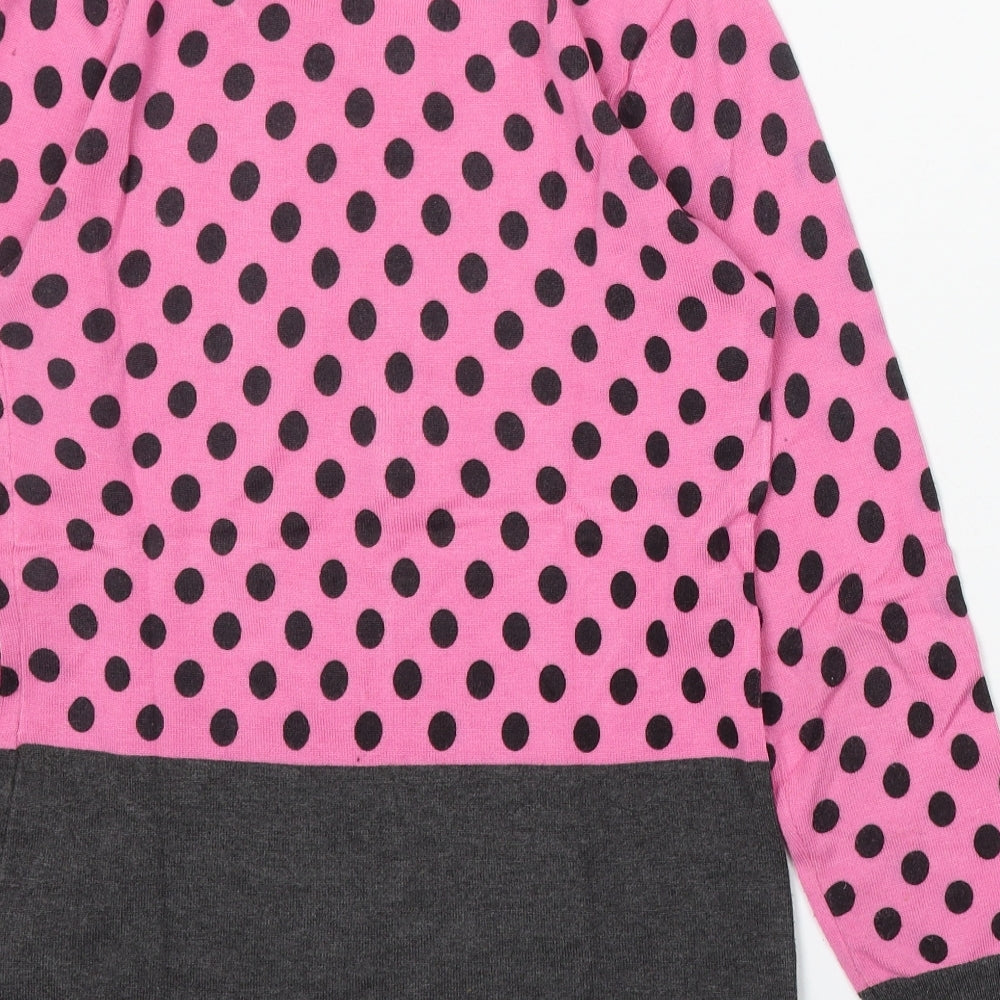 Marble Womens Pink Round Neck Polka Dot Acrylic Pullover Jumper Size 8