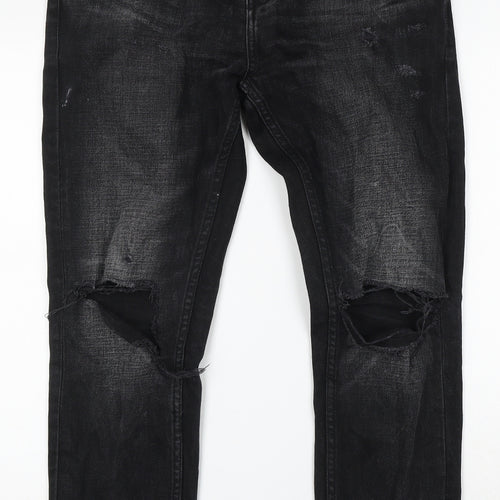 Pull&Bear Womens Black Cotton Skinny Jeans Size 31 in L28 in Regular Button