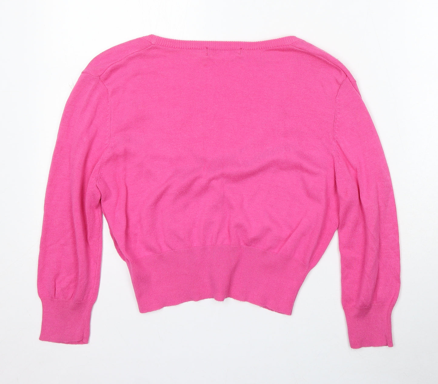 Tina Taylor Womens Pink V-Neck Acrylic Cardigan Jumper Size S