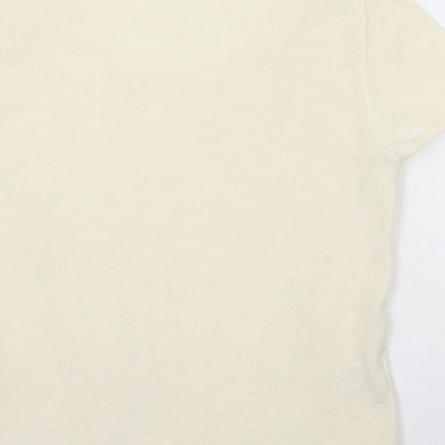Minosa Womens Ivory Round Neck Acrylic Pullover Jumper Size S