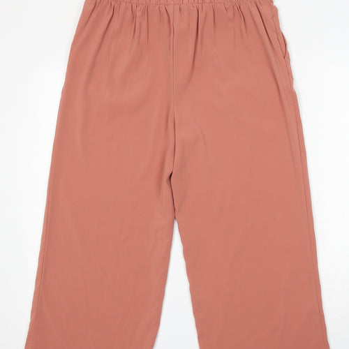 New Look Womens Pink Viscose Trousers Size 12 L22 in Regular Tie