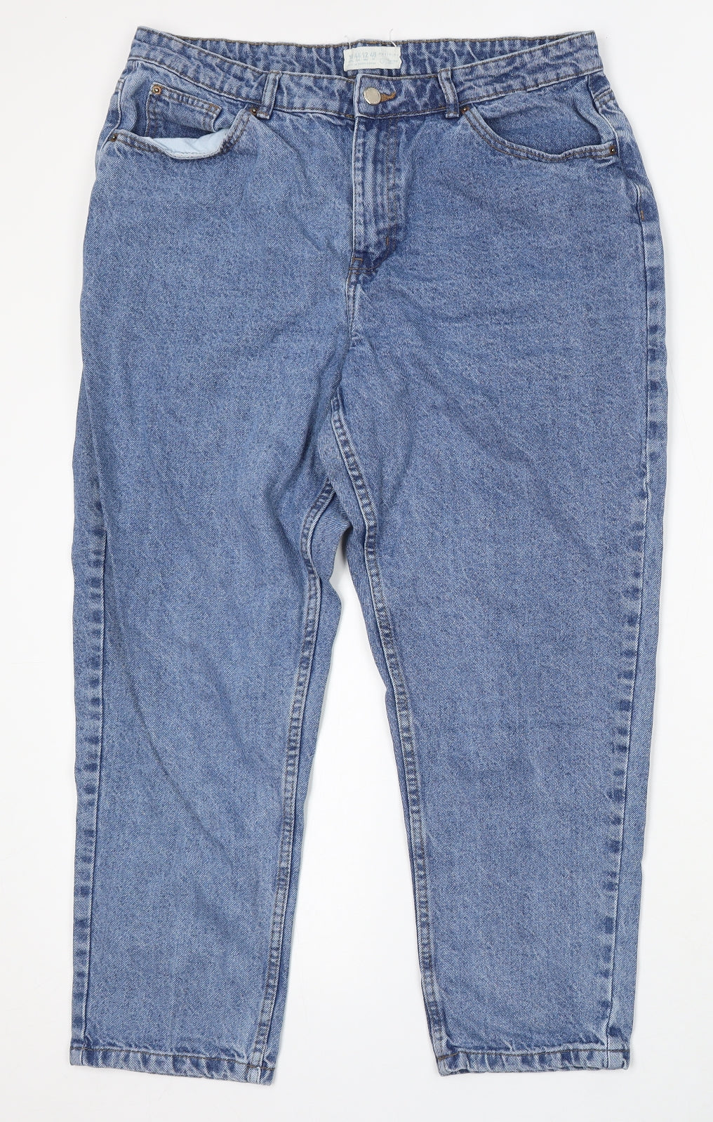 Denim & Co. Womens Blue Cotton Straight Jeans Size 16 L26 in Regular Button
