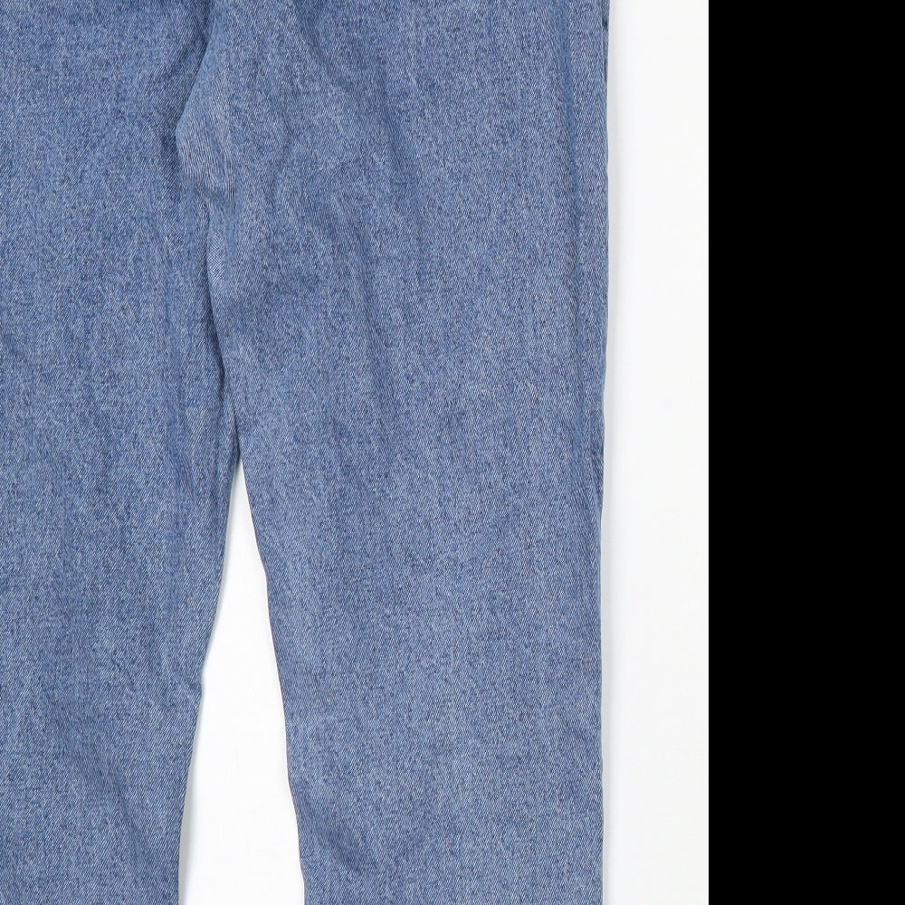 Denim & Co. Womens Blue Cotton Straight Jeans Size 16 L26 in Regular Button