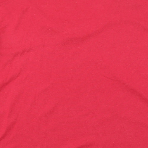 BM Womens Red Polyester Basic T-Shirt Size L V-Neck - Flowers