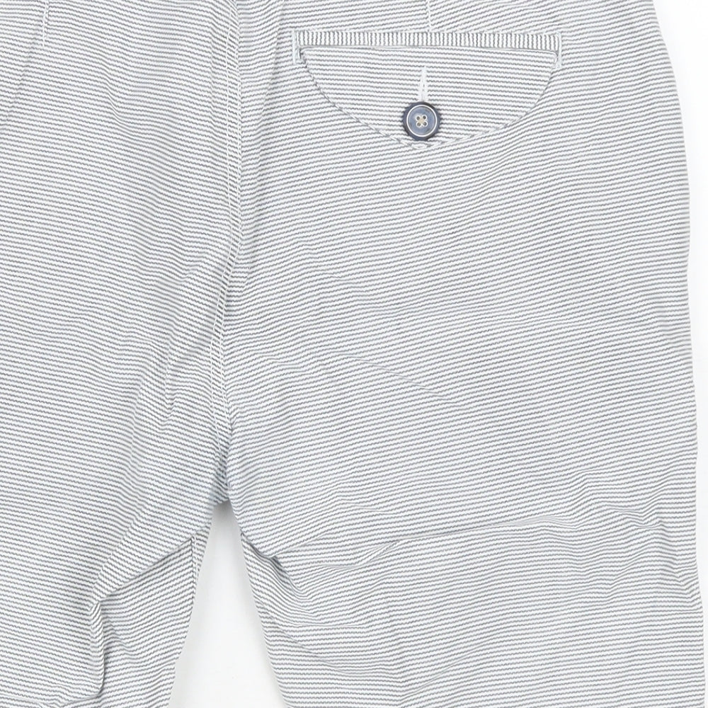 River Island Mens Grey Striped Cotton Bermuda Shorts Size 32 L9 in Regular Zip
