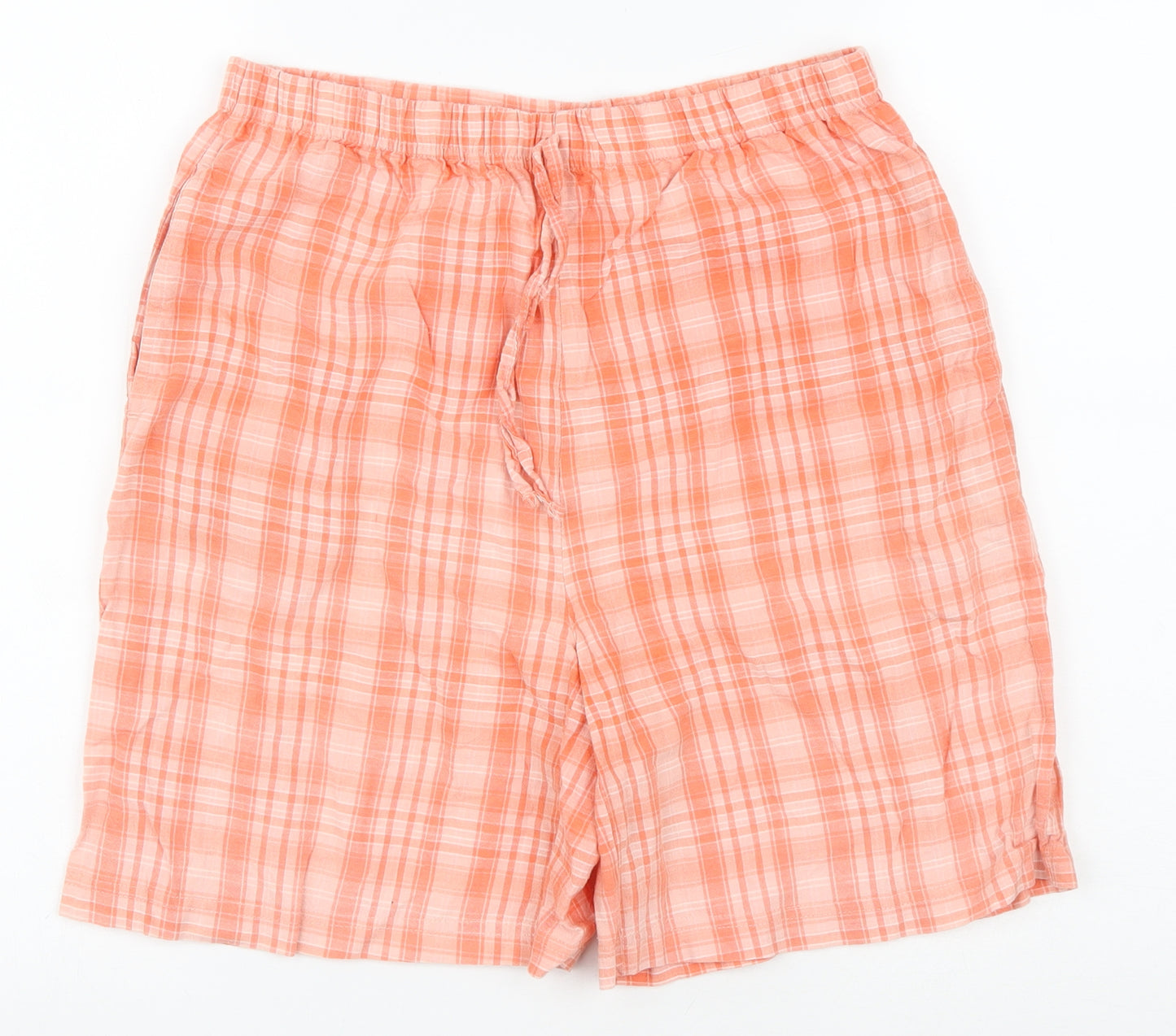 Isabelle Womens Orange Plaid Cotton Bermuda Shorts Size 14 L7 in Regular Drawstring