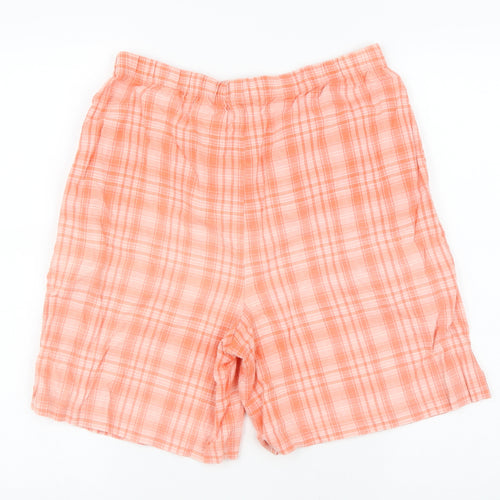 Isabelle Womens Orange Plaid Cotton Bermuda Shorts Size 14 L7 in Regular Drawstring