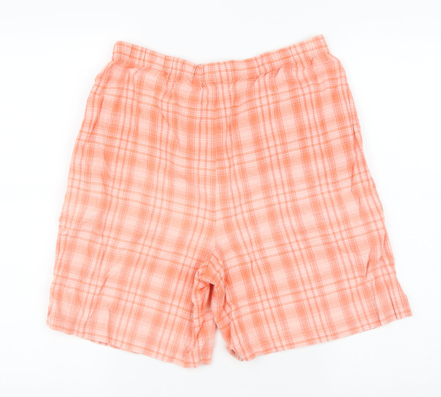 Isabelle Womens Orange Plaid Cotton Bermuda Shorts Size 14 L7 in Regular Drawstring