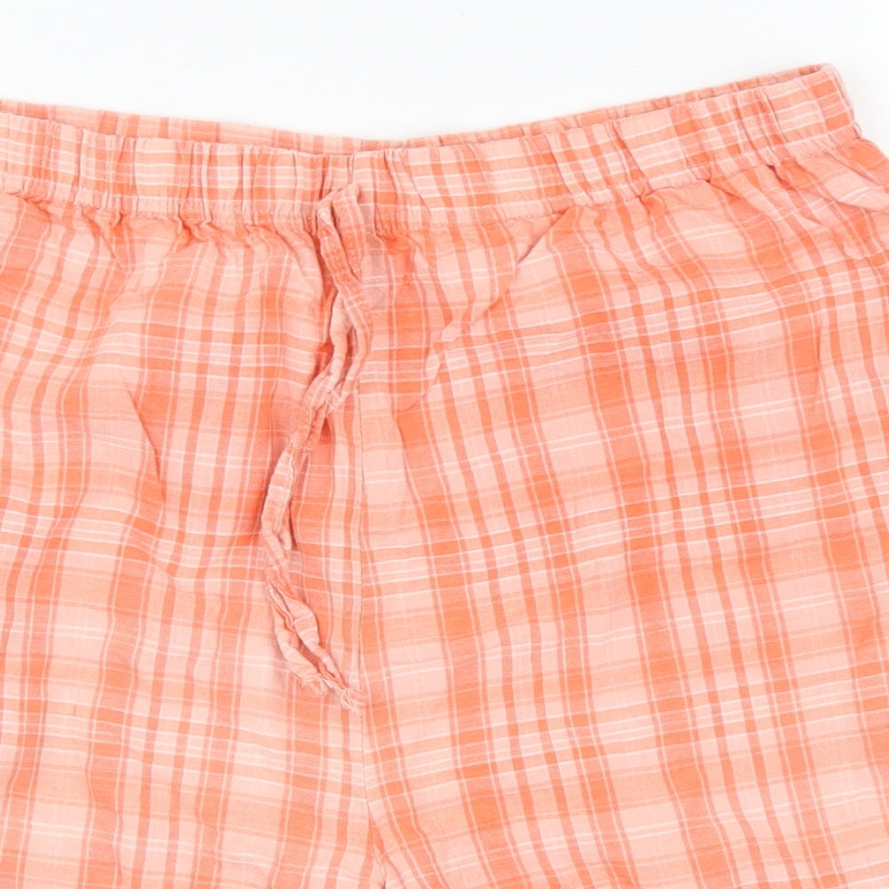 Isabelle Womens Orange Plaid Cotton Bermuda Shorts Size 14 L7 in Regular Drawstring